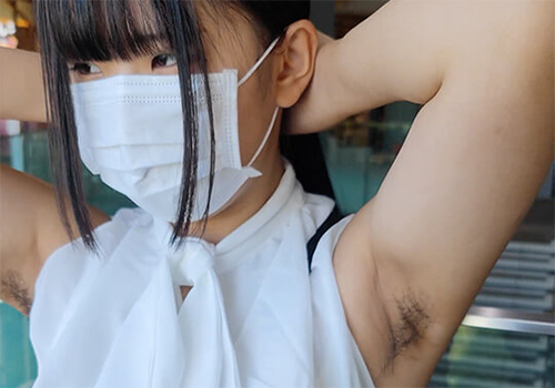 【腋毛超接写】清楚系黒髪ロング美女のギャップあり過ぎ濃密腋毛を追跡接写